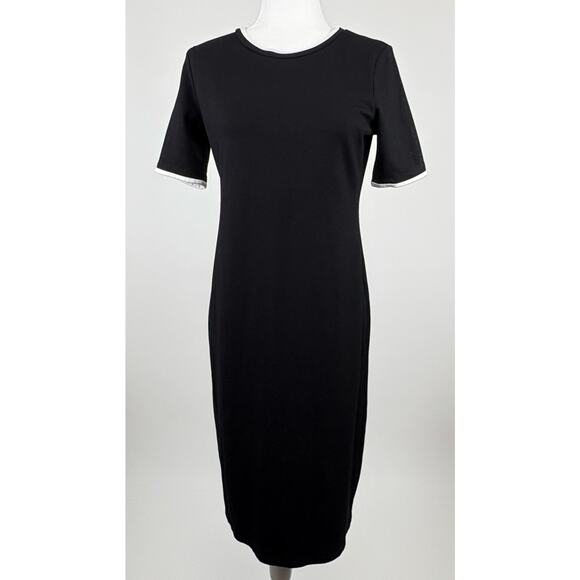 Sonnet James “A Play Dress” Black Ponte Knit Shirt Dress Size Small Neutral - Picture 1 of 12